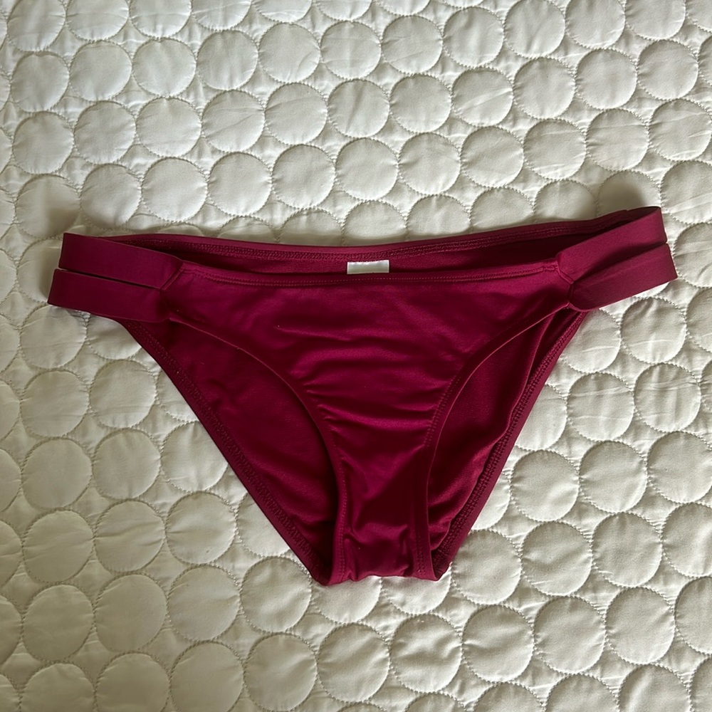 Mossimo Dark Red Bikini Bottom Burgundy Large